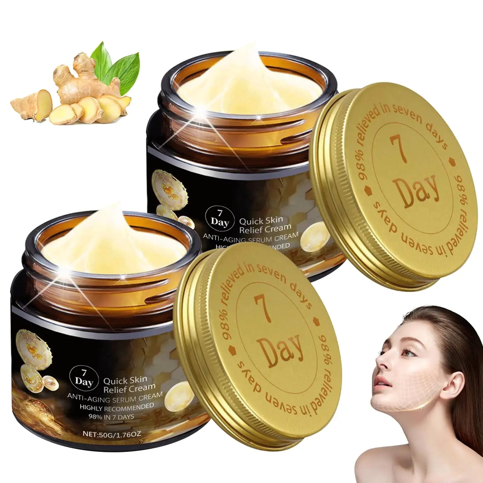 qiloos 2Pcs 7-Day Quick Skin R-epair Cream Bee Venom Skin R-epair Cream 7-Day Multi-Effect All-in-One Skin Care Cream Intensive Skin Care and Wrinkle Reduction Skin Care Cream for All Skin Types Direct x